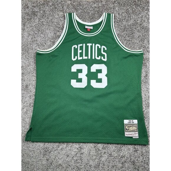 Larry Bird Mitchell & Ness‎ #33 Celtics Jersey 2XL Green NBA HWC 1985-86 Classic - Picture 1 of 8